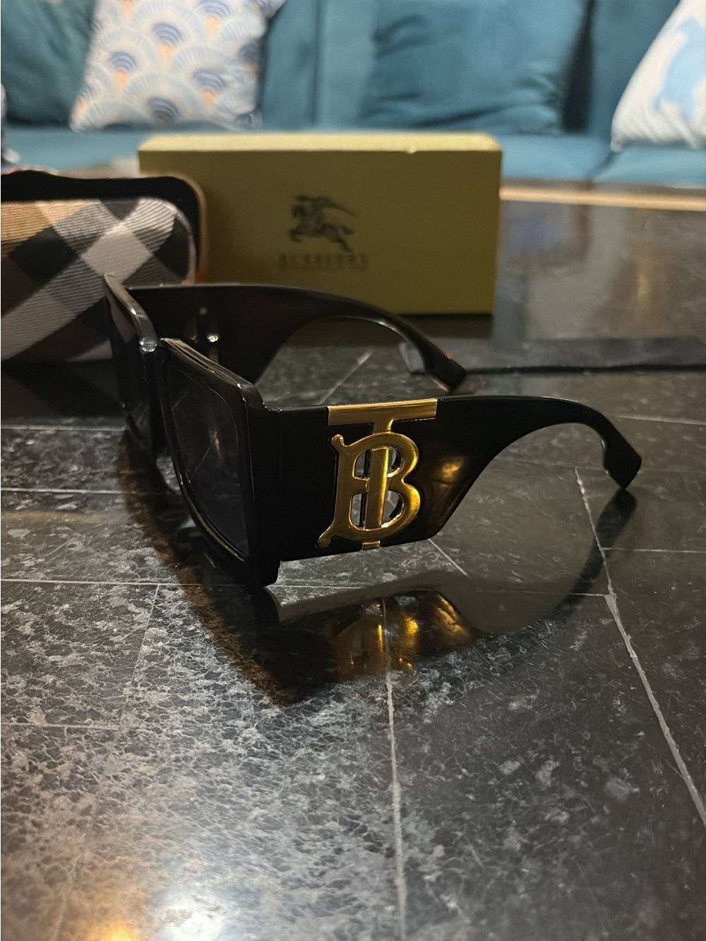 Black & Gold Oversized Logo Sunglasses